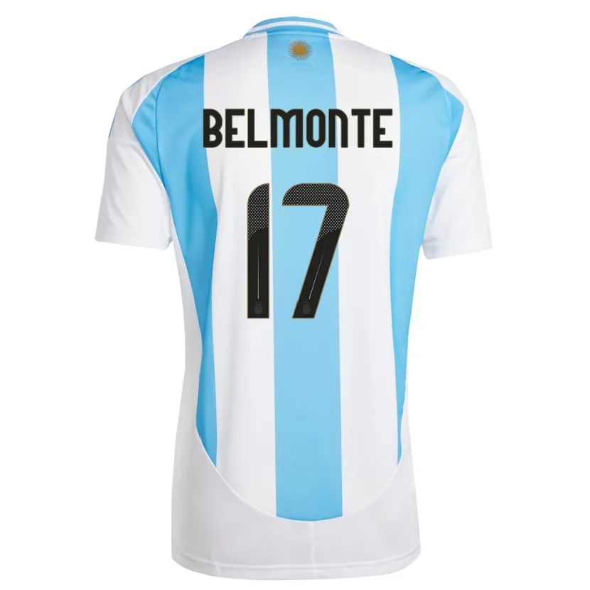 Danxen Kvinnor Argentina Tomas Belmonte #17 Vit Blå Hemmatröja Matchtröjor 24-26 Tröjor T-Tröja