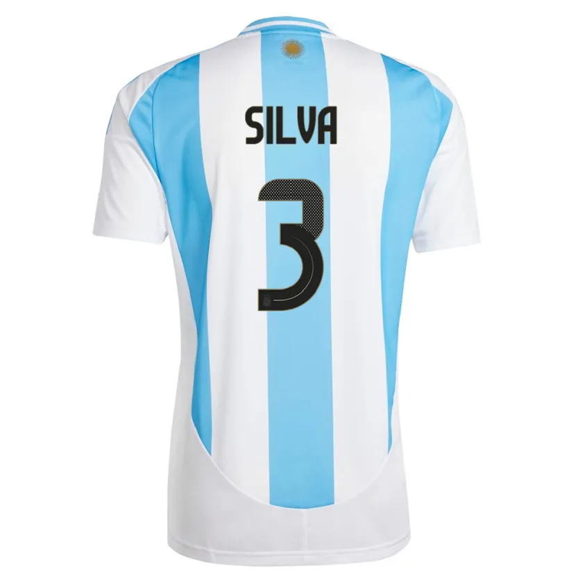 Danxen Kvinnor Argentina Tomas Silva #3 Vit Blå Hemmatröja Matchtröjor 24-26 Tröjor T-Tröja