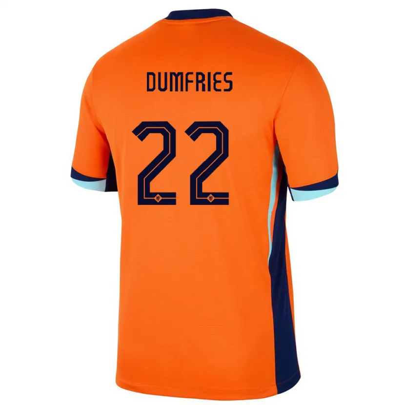 Danxen Kvinnor Nederländerna Denzel Dumfries #22 Orange Hemmatröja Matchtröjor 24-26 Tröjor T-Tröja