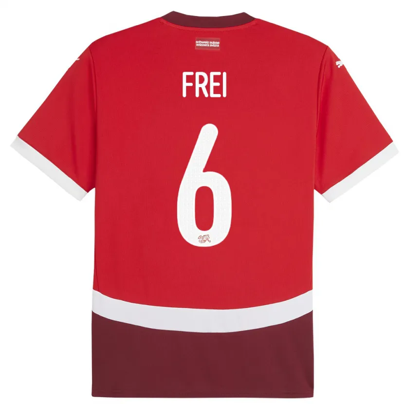 Danxen Kvinnor Schweiz Fabian Frei #6 Röd Hemmatröja Matchtröjor 24-26 Tröjor T-Tröja