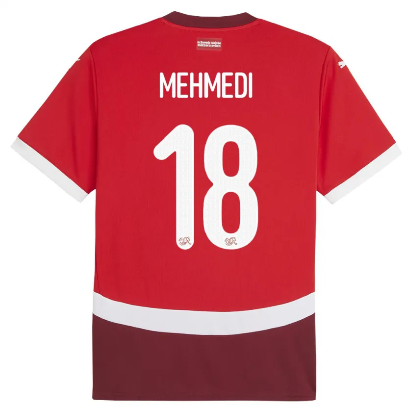 Danxen Kvinnor Schweiz Admir Mehmedi #18 Röd Hemmatröja Matchtröjor 24-26 Tröjor T-Tröja