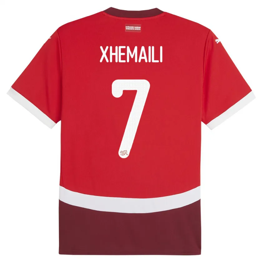 Danxen Kvinnor Schweiz Riola Xhemaili #7 Röd Hemmatröja Matchtröjor 24-26 Tröjor T-Tröja