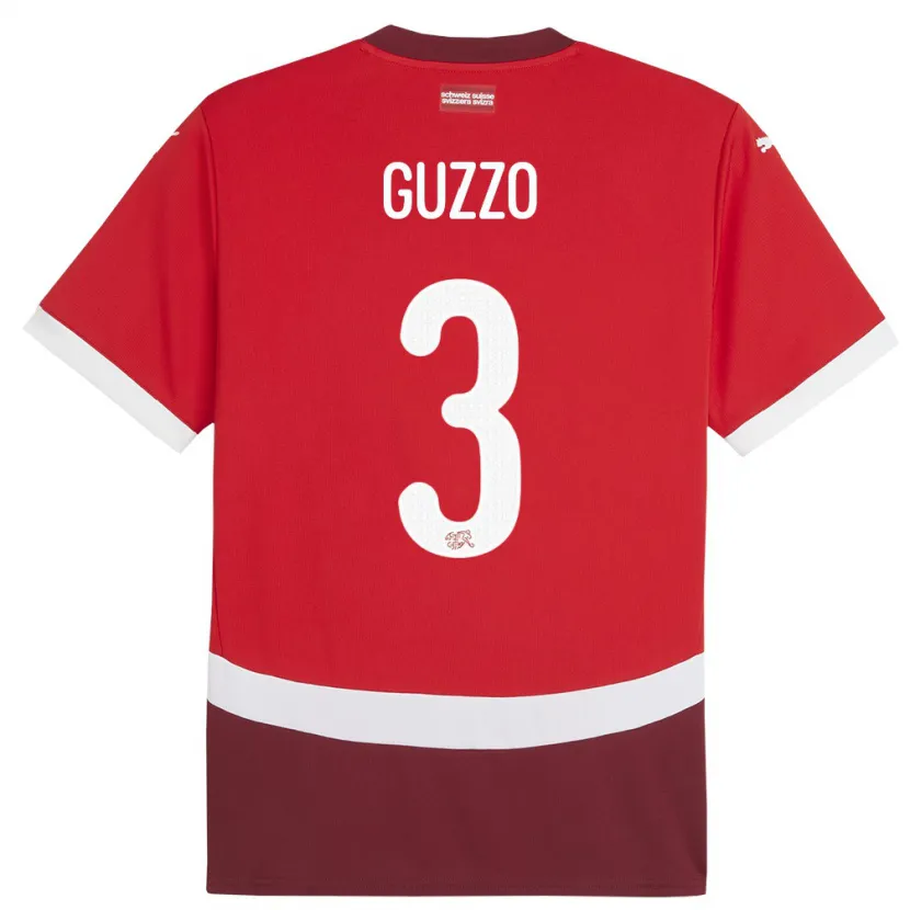Danxen Kvinnor Schweiz Ramon Guzzo #3 Röd Hemmatröja Matchtröjor 24-26 Tröjor T-Tröja