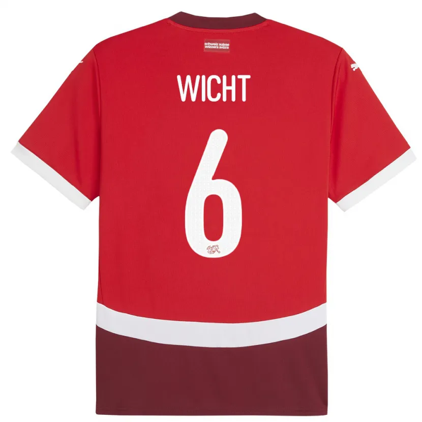 Danxen Kvinnor Schweiz Nathan Wicht #6 Röd Hemmatröja Matchtröjor 24-26 Tröjor T-Tröja