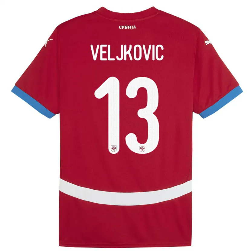 Danxen Kvinnor Serbien Milos Veljkovic #13 Röd Hemmatröja Matchtröjor 24-26 Tröjor T-Tröja