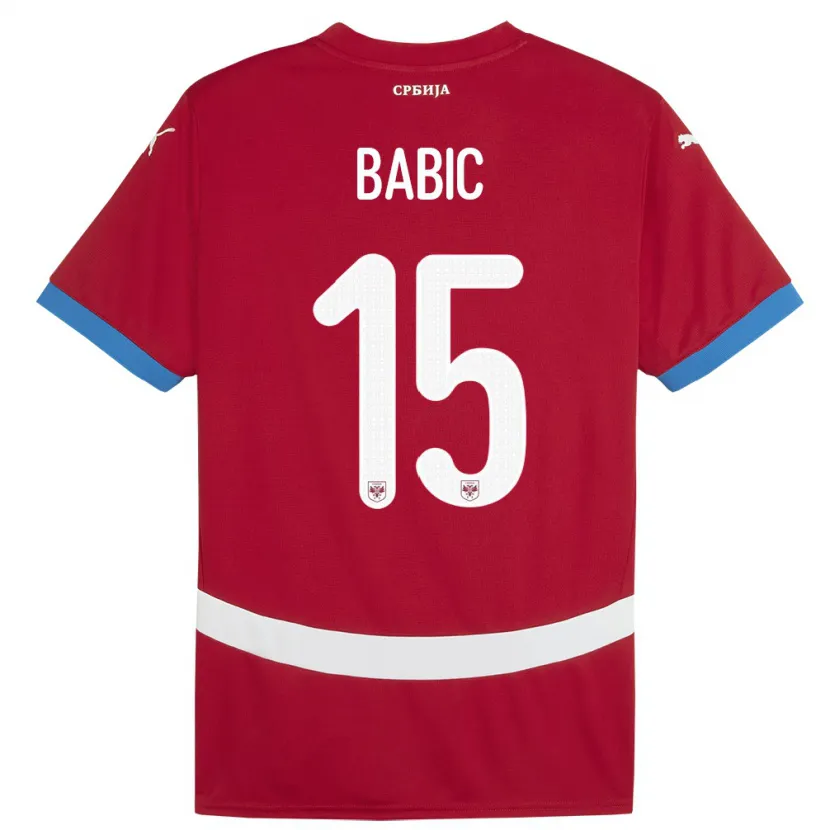 Danxen Kvinnor Serbien Srdjan Babic #15 Röd Hemmatröja Matchtröjor 24-26 Tröjor T-Tröja
