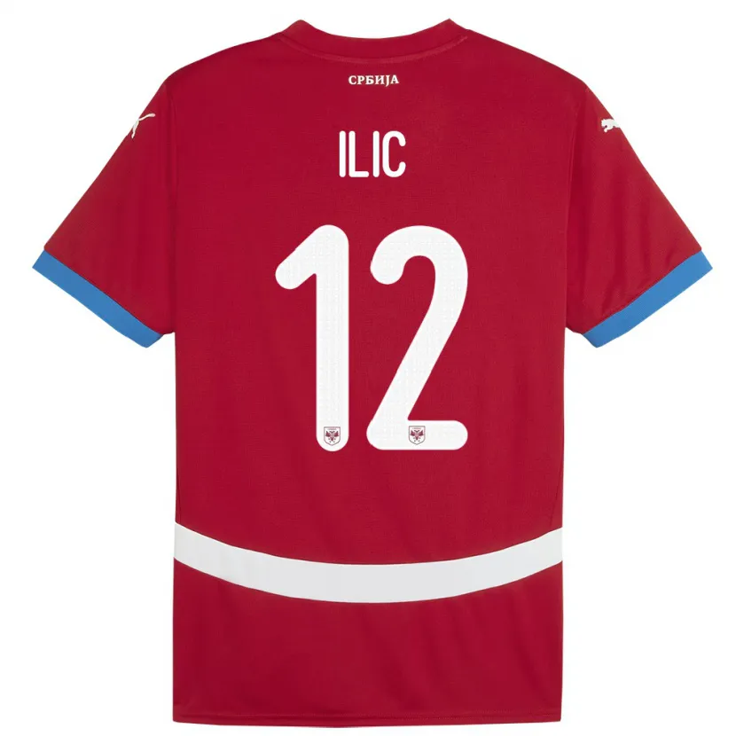 Danxen Kvinnor Serbien Marko Ilic #12 Röd Hemmatröja Matchtröjor 24-26 Tröjor T-Tröja
