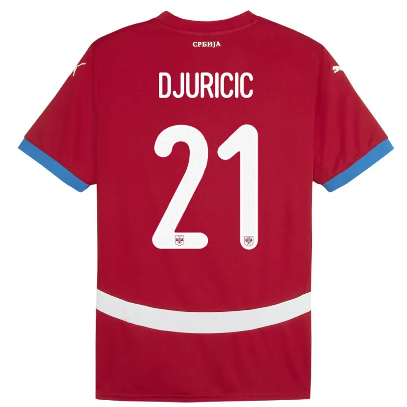 Danxen Kvinnor Serbien Filip Djuricic #21 Röd Hemmatröja Matchtröjor 24-26 Tröjor T-Tröja