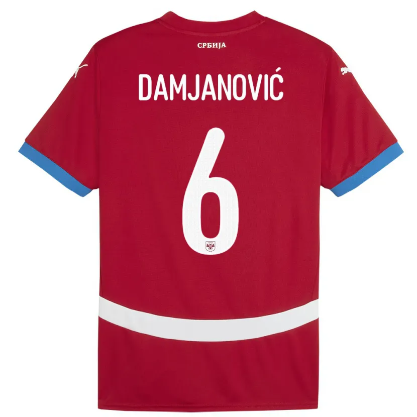 Danxen Kvinnor Serbien Nevena Damjanovic #6 Röd Hemmatröja Matchtröjor 24-26 Tröjor T-Tröja
