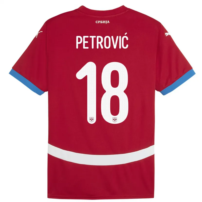 Danxen Kvinnor Serbien Emilija Petrovic #18 Röd Hemmatröja Matchtröjor 24-26 Tröjor T-Tröja