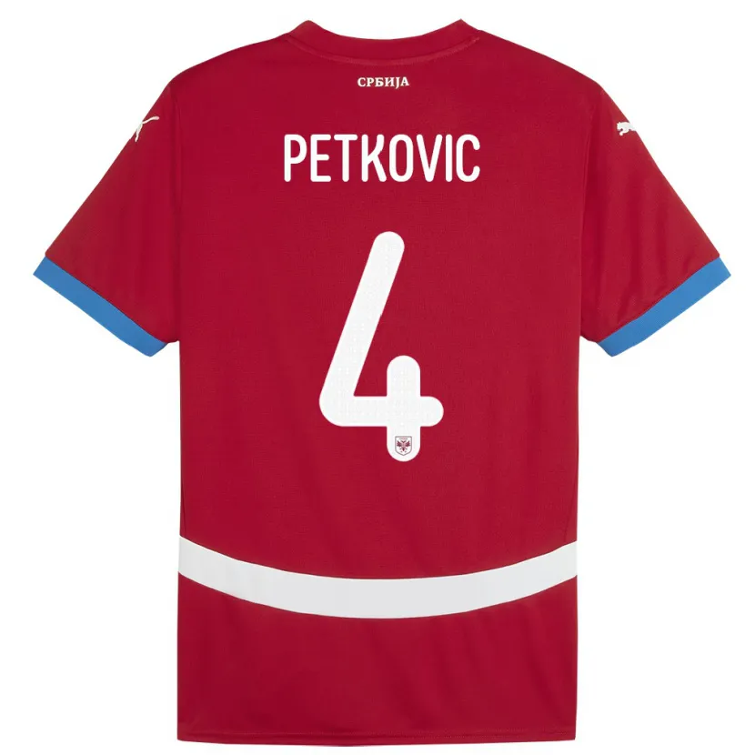 Danxen Kvinnor Serbien Nikola Petkovic #4 Röd Hemmatröja Matchtröjor 24-26 Tröjor T-Tröja