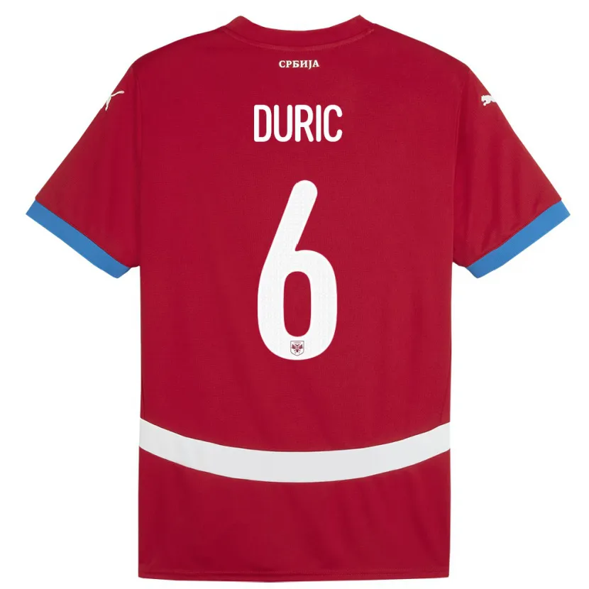 Danxen Kvinnor Serbien Andrej Duric #6 Röd Hemmatröja Matchtröjor 24-26 Tröjor T-Tröja