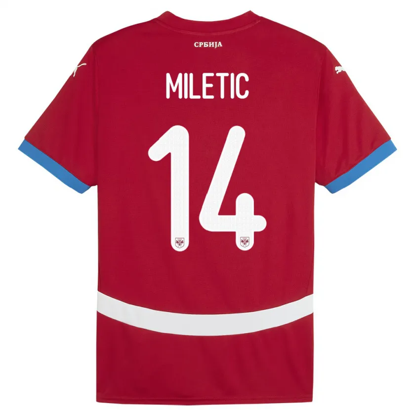 Danxen Kvinnor Serbien Vladimir Miletic #14 Röd Hemmatröja Matchtröjor 24-26 Tröjor T-Tröja
