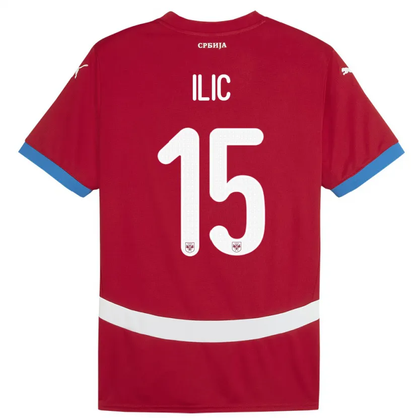 Danxen Kvinnor Serbien Mihajlo Ilic #15 Röd Hemmatröja Matchtröjor 24-26 Tröjor T-Tröja
