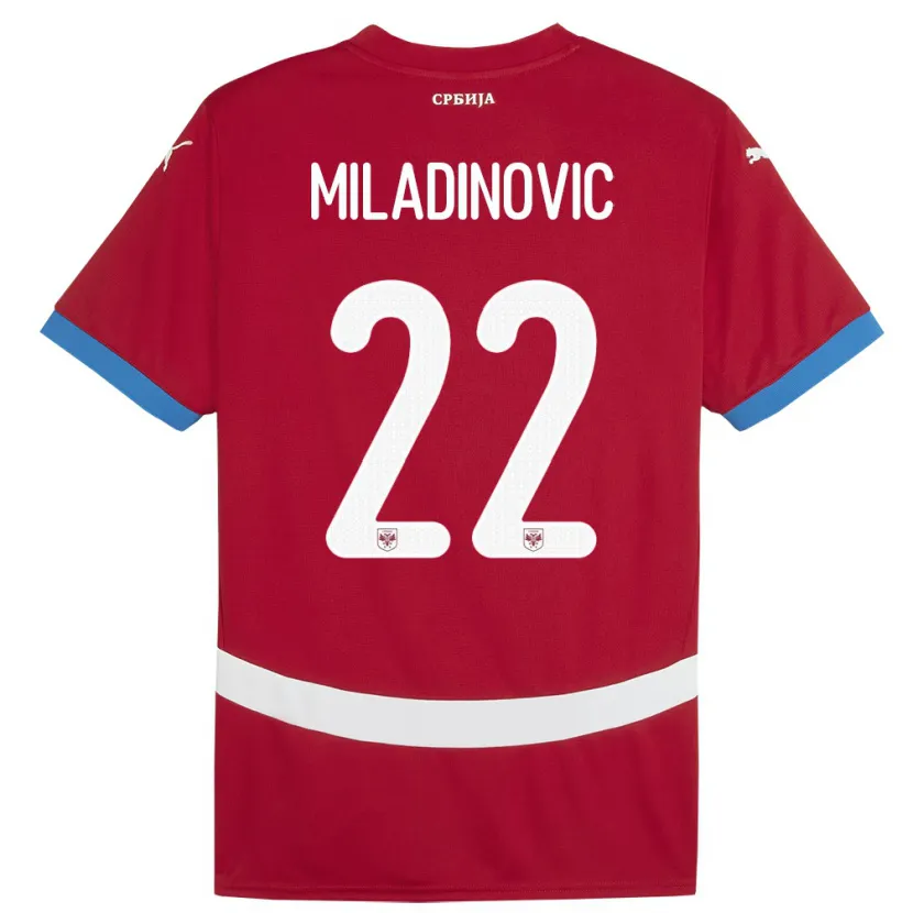 Danxen Kvinnor Serbien Igor Miladinovic #22 Röd Hemmatröja Matchtröjor 24-26 Tröjor T-Tröja