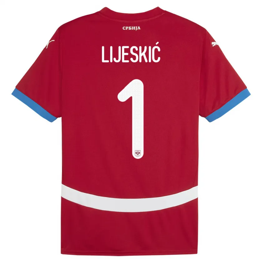 Danxen Kvinnor Serbien Luka Lijeskic #1 Röd Hemmatröja Matchtröjor 24-26 Tröjor T-Tröja