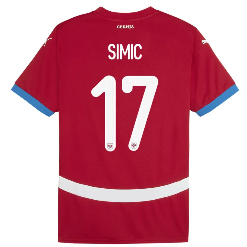 Danxen Kvinnor Serbien Jan Carlo Simic #17 Röd Hemmatröja Matchtröjor 24-26 Tröjor T-Tröja