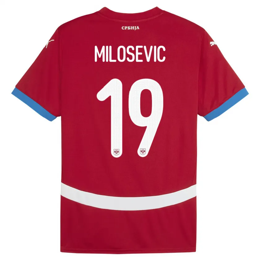 Danxen Kvinnor Serbien Jovan Milosevic #19 Röd Hemmatröja Matchtröjor 24-26 Tröjor T-Tröja