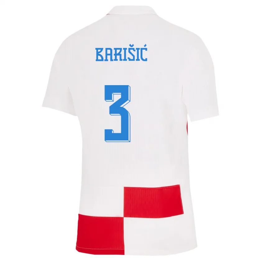 Danxen Kvinnor Kroatien Borna Barisic #3 Vit Röd Hemmatröja Matchtröjor 24-26 Tröjor T-Tröja