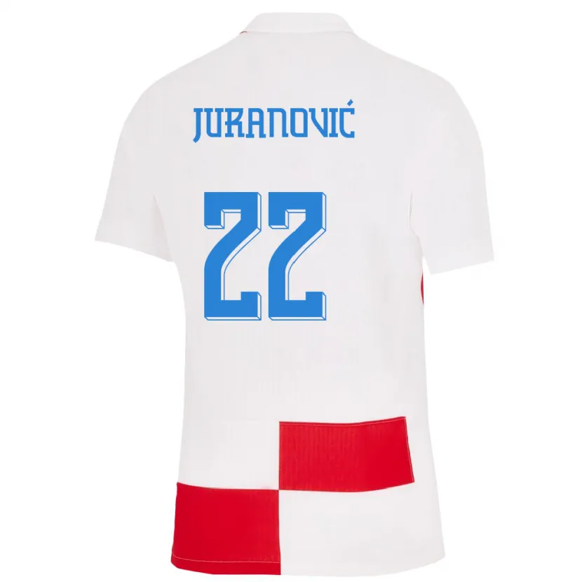 Danxen Kvinnor Kroatien Josip Juranovic #22 Vit Röd Hemmatröja Matchtröjor 24-26 Tröjor T-Tröja