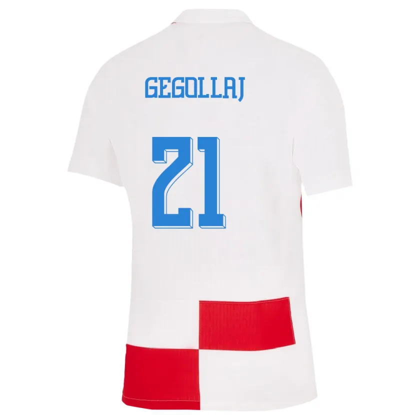 Danxen Kvinnor Kroatien Fatjesa Gegollaj #21 Vit Röd Hemmatröja Matchtröjor 24-26 Tröjor T-Tröja