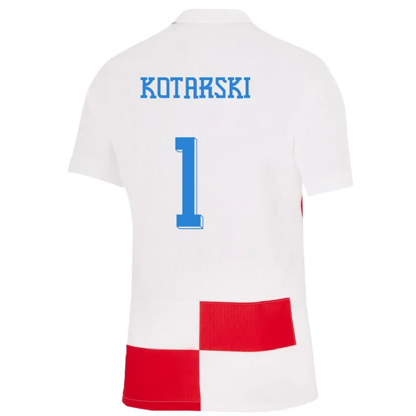 Danxen Kvinnor Kroatien Dominik Kotarski #1 Vit Röd Hemmatröja Matchtröjor 24-26 Tröjor T-Tröja