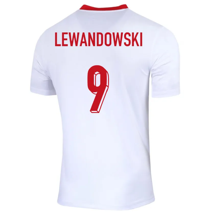 Danxen Kvinnor Polen Robert Lewandowski #9 Vit Hemmatröja Matchtröjor 24-26 Tröjor T-Tröja