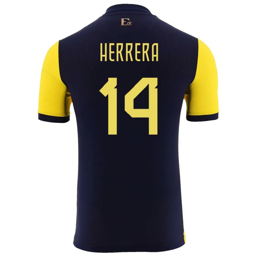Danxen Kvinnor Ecuador Orlando Herrera #14 Gul Hemmatröja Matchtröjor 24-26 Tröjor T-Tröja
