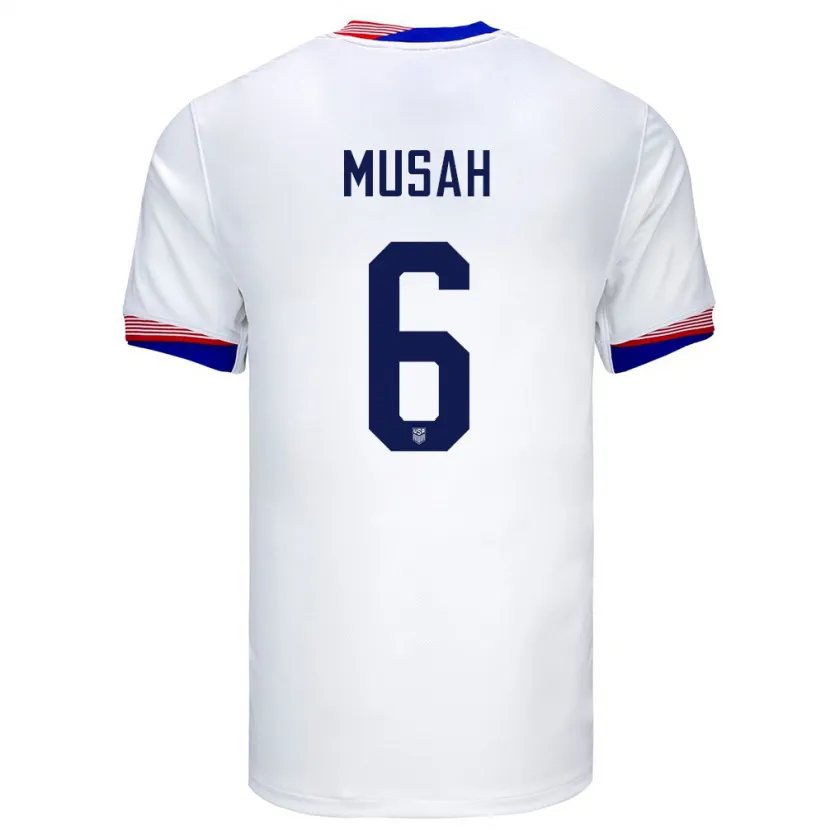 Danxen Kvinnor Usa Yunus Musah #6 Vit Hemmatröja Matchtröjor 24-26 Tröjor T-Tröja