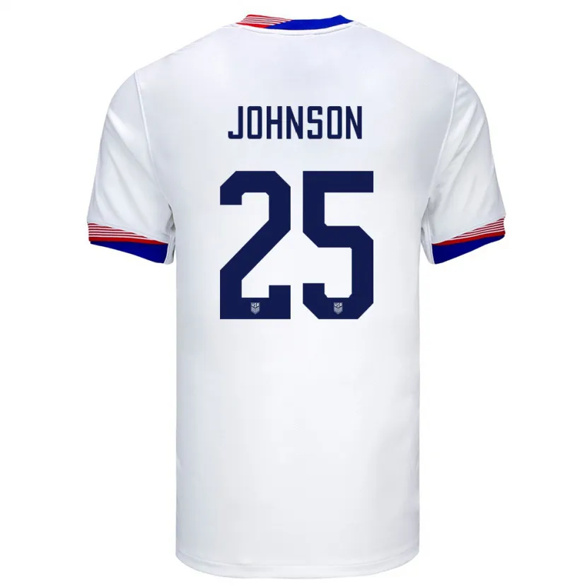 Danxen Kvinnor Usa Sean Johnson #25 Vit Hemmatröja Matchtröjor 24-26 Tröjor T-Tröja
