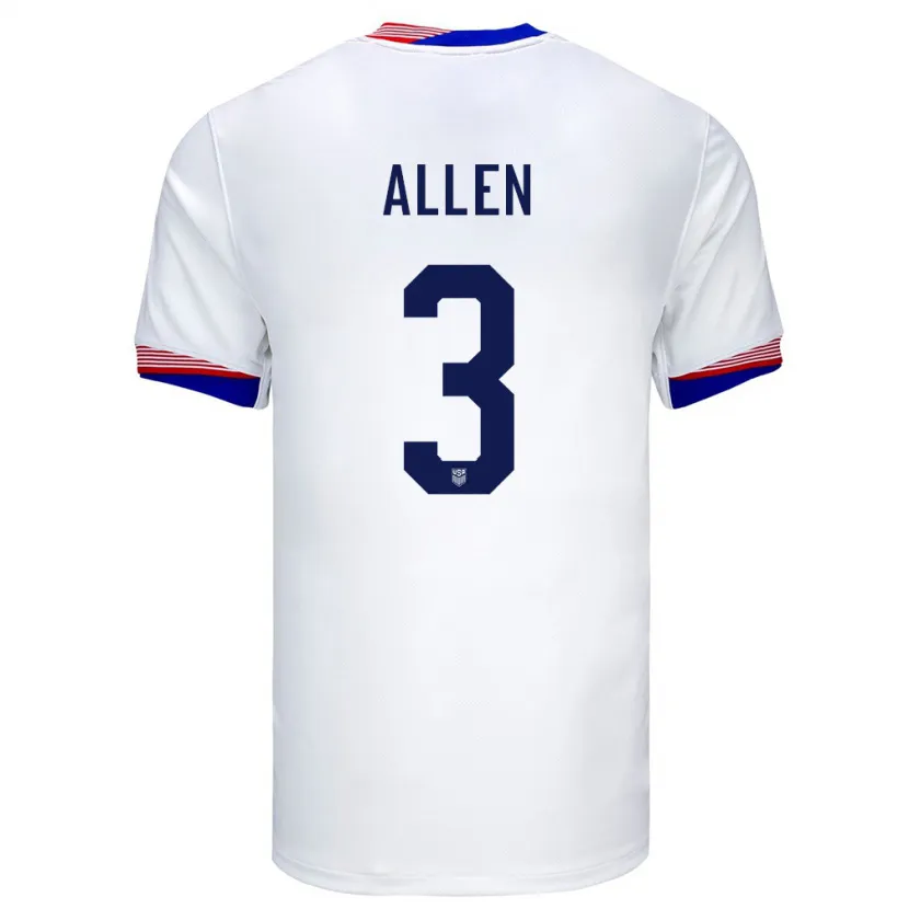 Danxen Kvinnor Usa Noah Allen #3 Vit Hemmatröja Matchtröjor 24-26 Tröjor T-Tröja