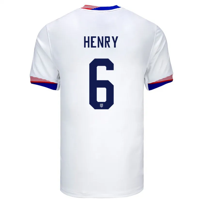 Danxen Kvinnor Usa Kobi Henry #6 Vit Hemmatröja Matchtröjor 24-26 Tröjor T-Tröja