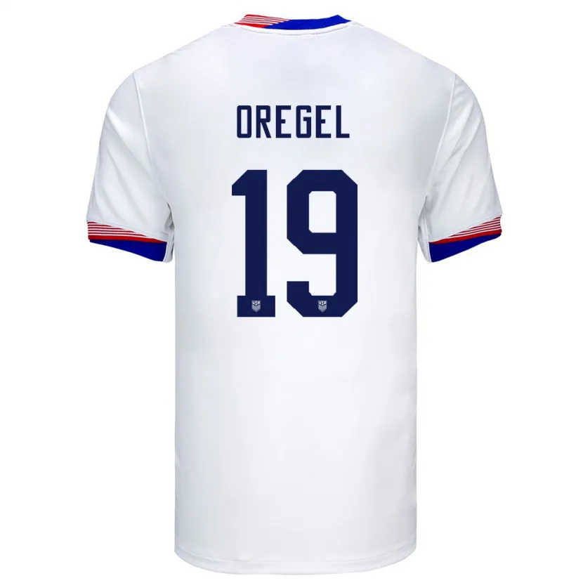 Danxen Kvinnor Usa Sergio Oregel #19 Vit Hemmatröja Matchtröjor 24-26 Tröjor T-Tröja