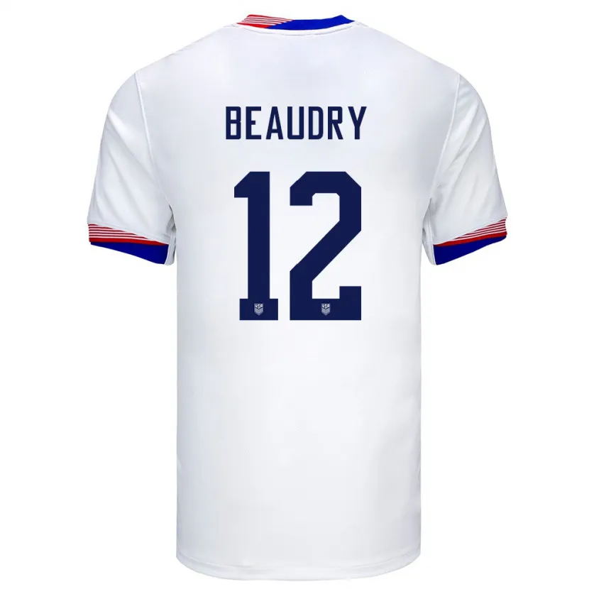 Danxen Kvinnor Usa Adam Beaudry #12 Vit Hemmatröja Matchtröjor 24-26 Tröjor T-Tröja