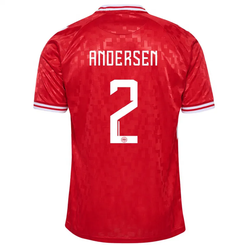 Danxen Kvinnor Danmark Joachim Andersen #2 Röd Hemmatröja Matchtröjor 24-26 Tröjor T-Tröja