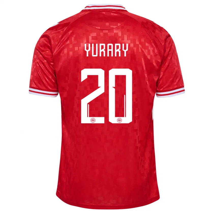 Danxen Kvinnor Danmark Yussuf Poulsen #20 Röd Hemmatröja Matchtröjor 24-26 Tröjor T-Tröja