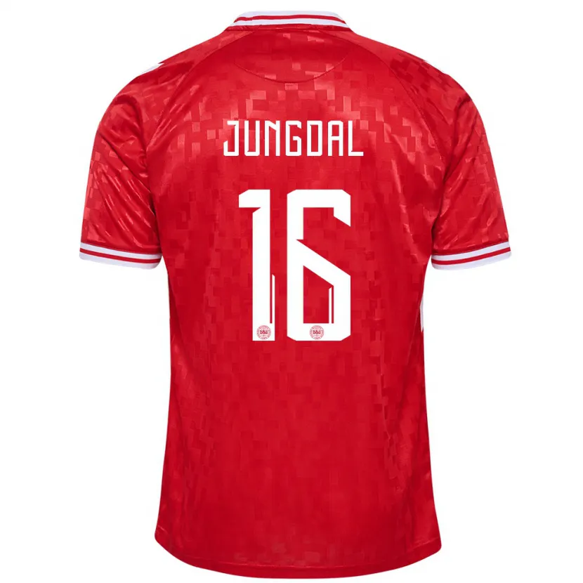 Danxen Kvinnor Danmark Andreas Jungdal #16 Röd Hemmatröja Matchtröjor 24-26 Tröjor T-Tröja
