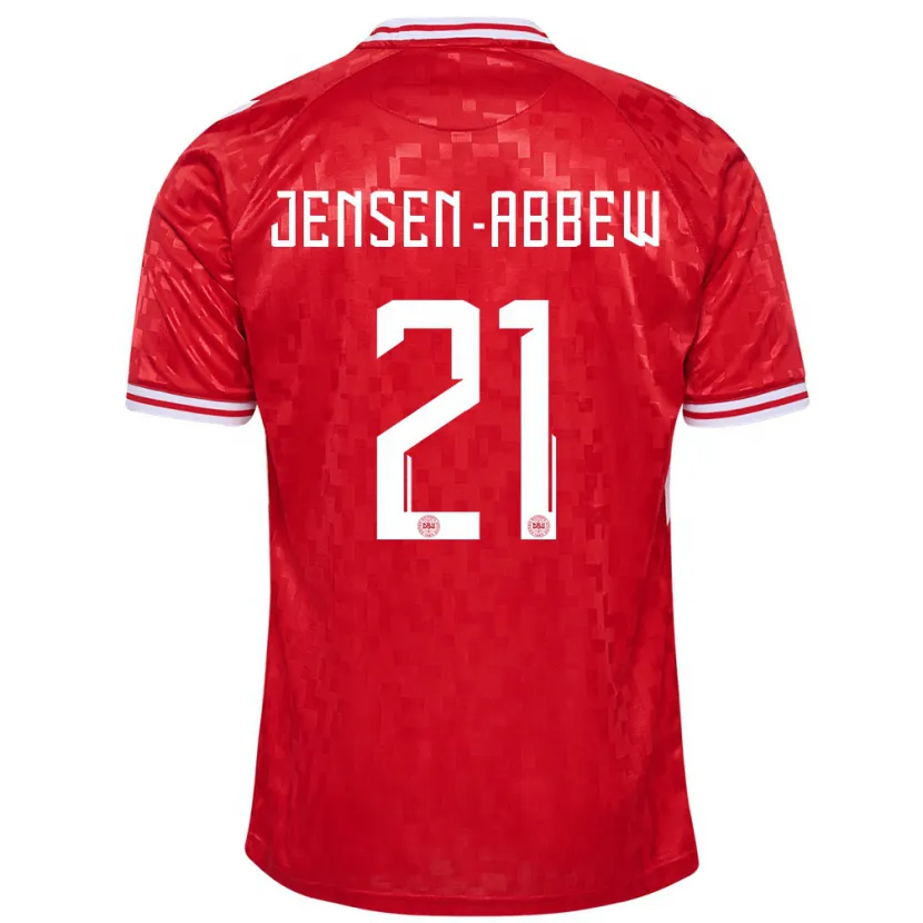 Danxen Kvinnor Danmark Jonas Jensen-Abbew #21 Röd Hemmatröja Matchtröjor 24-26 Tröjor T-Tröja