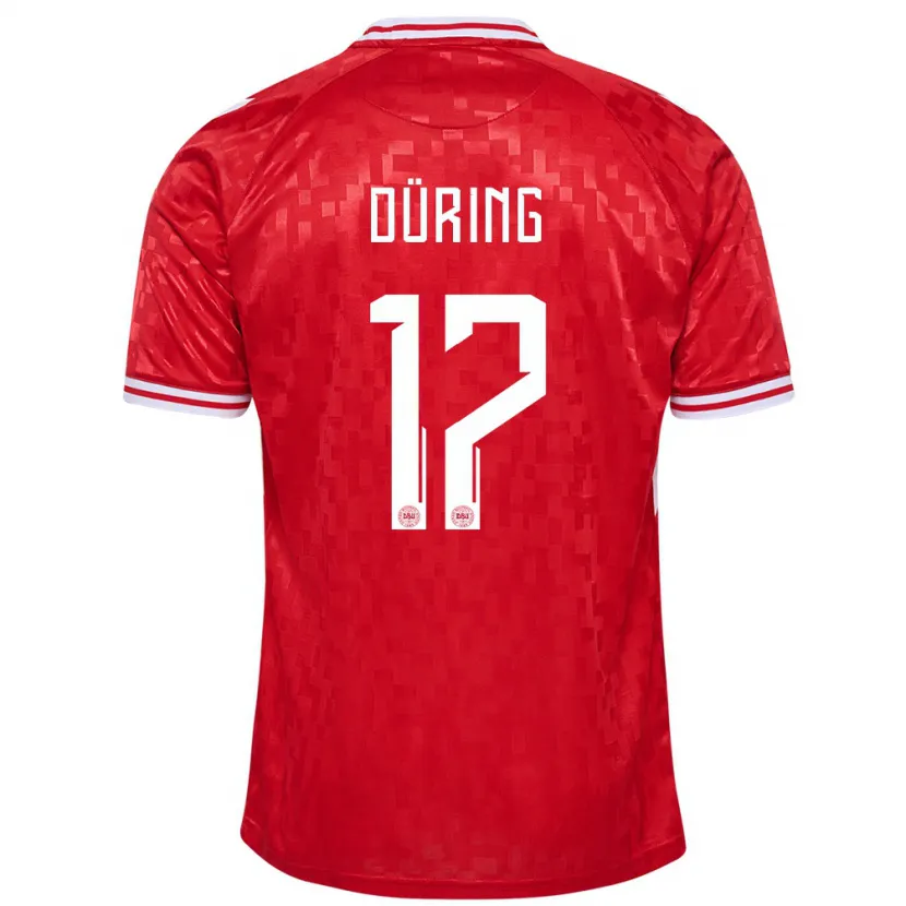 Danxen Kvinnor Danmark Rasmus Düring #17 Röd Hemmatröja Matchtröjor 24-26 Tröjor T-Tröja