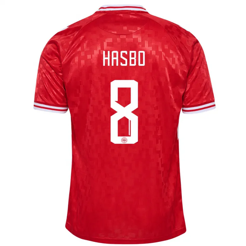 Danxen Kvinnor Danmark Josefine Hasbo #8 Röd Hemmatröja Matchtröjor 24-26 Tröjor T-Tröja