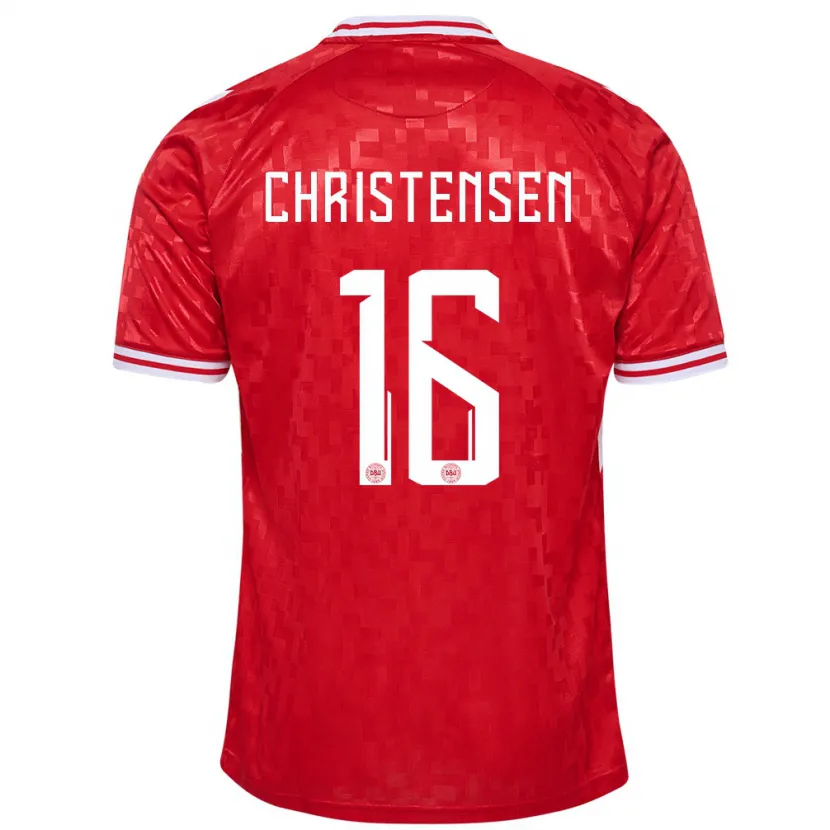 Danxen Kvinnor Danmark Oliver Christensen #16 Röd Hemmatröja Matchtröjor 24-26 Tröjor T-Tröja