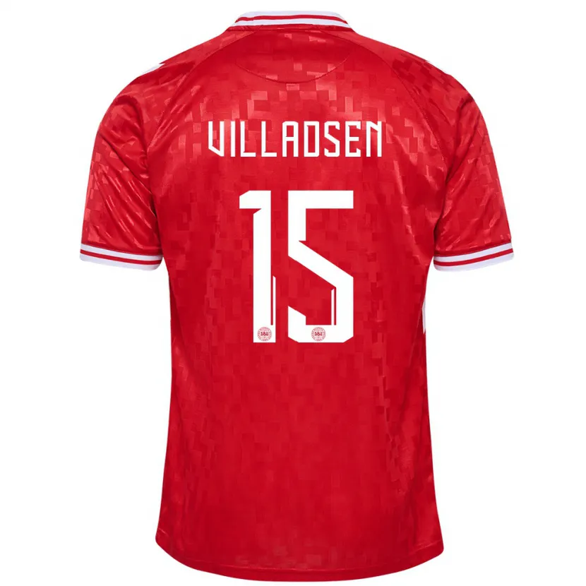 Danxen Kvinnor Danmark Oliver Villadsen #15 Röd Hemmatröja Matchtröjor 24-26 Tröjor T-Tröja