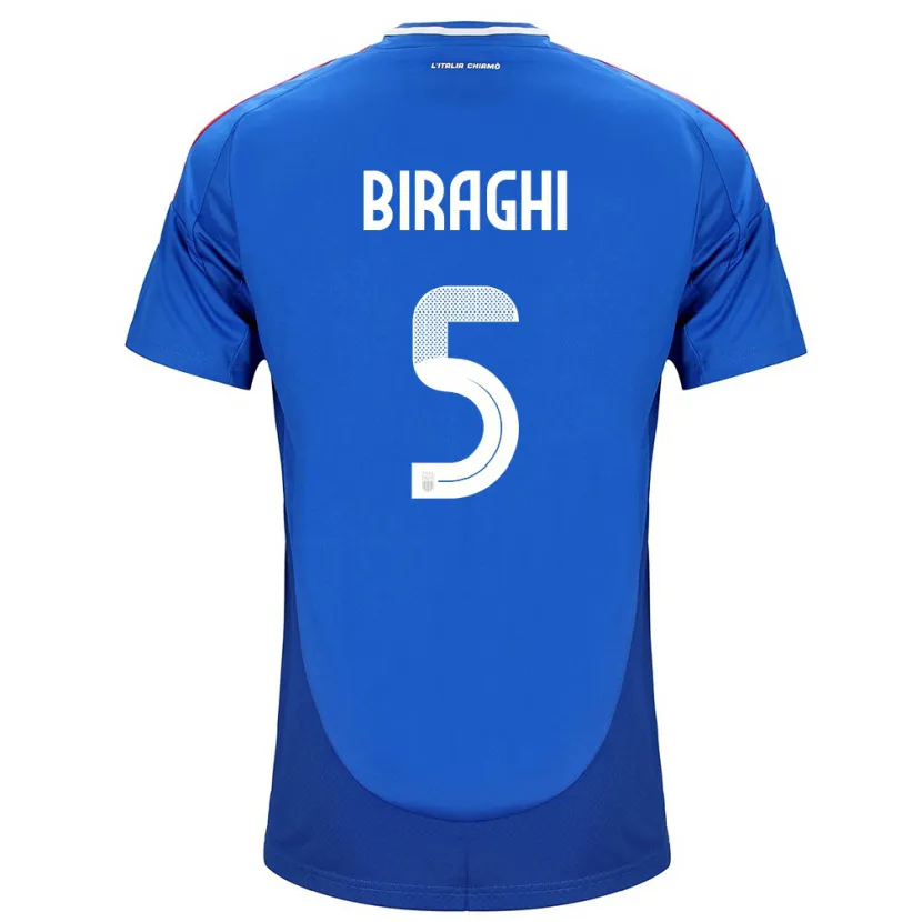 Danxen Kvinnor Italien Cristiano Biraghi #5 Blå Hemmatröja Matchtröjor 24-26 Tröjor T-Tröja