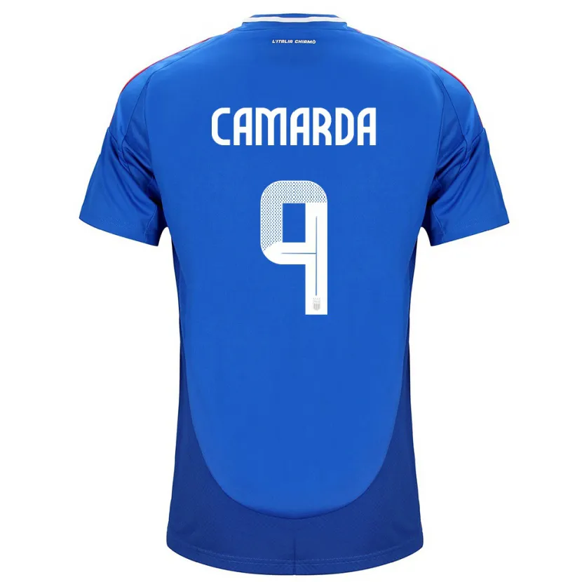 Danxen Kvinnor Italien Francesco Camarda #9 Blå Hemmatröja Matchtröjor 24-26 Tröjor T-Tröja