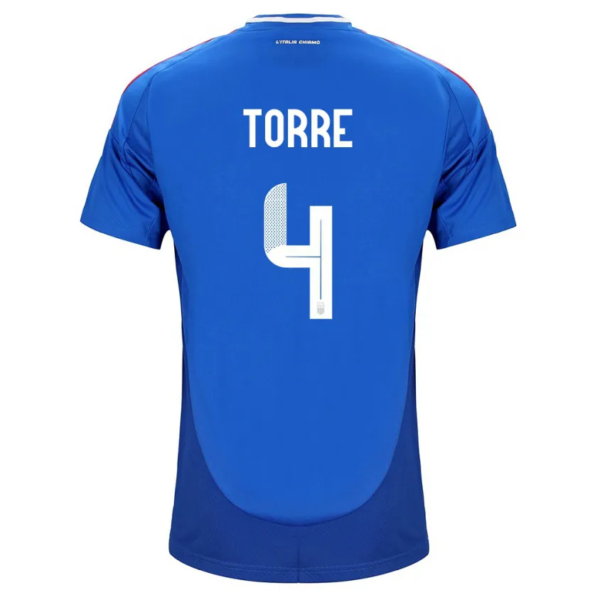 Danxen Kvinnor Italien Pietro La Torre #4 Blå Hemmatröja Matchtröjor 24-26 Tröjor T-Tröja