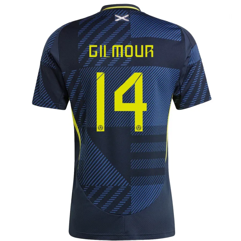 Danxen Kvinnor Skottland Billy Gilmour #14 Mörkblå Hemmatröja Matchtröjor 24-26 Tröjor T-Tröja