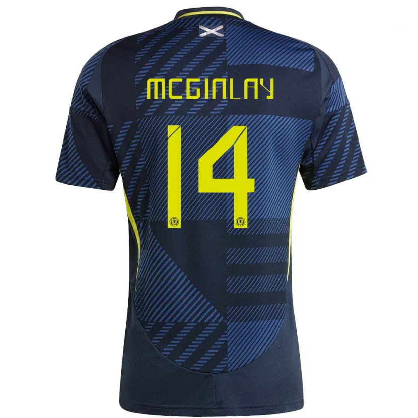 Danxen Kvinnor Skottland Aiden Mcginlay #14 Mörkblå Hemmatröja Matchtröjor 24-26 Tröjor T-Tröja