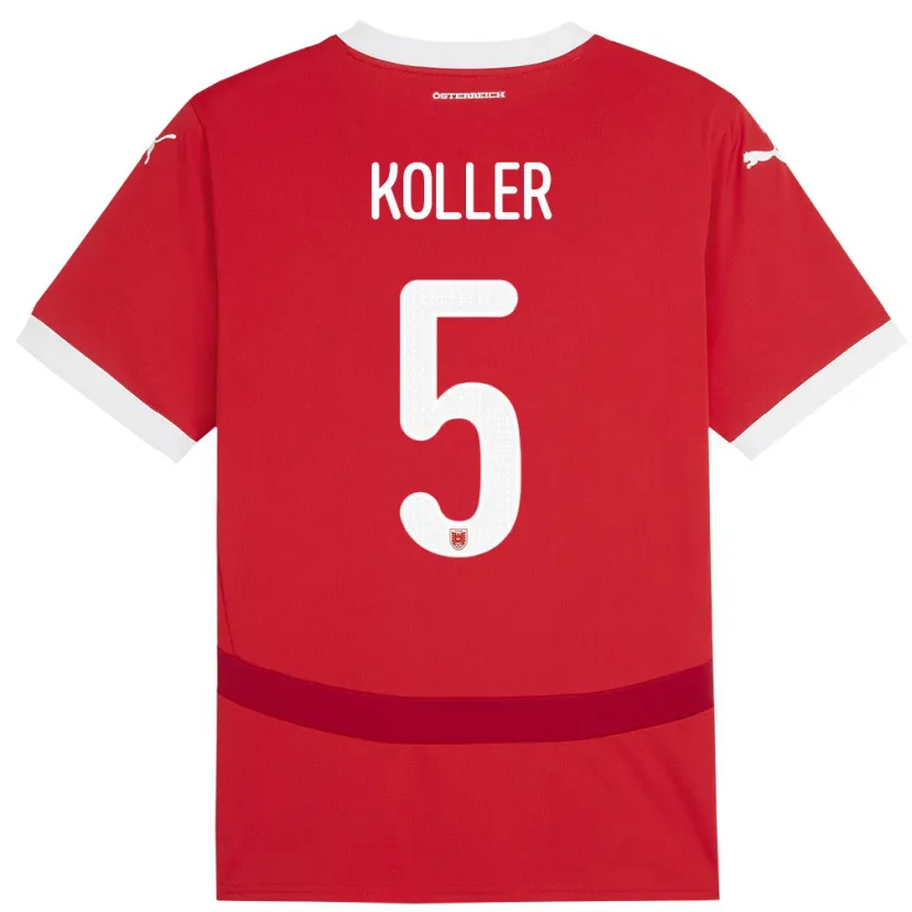 Danxen Kvinnor Österrike Paul Koller #5 Röd Hemmatröja Matchtröjor 24-26 Tröjor T-Tröja