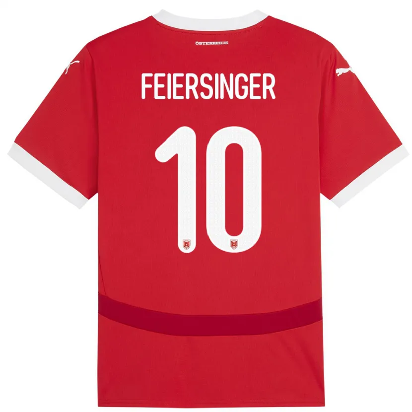 Danxen Kvinnor Österrike Laura Feiersinger #10 Röd Hemmatröja Matchtröjor 24-26 Tröjor T-Tröja