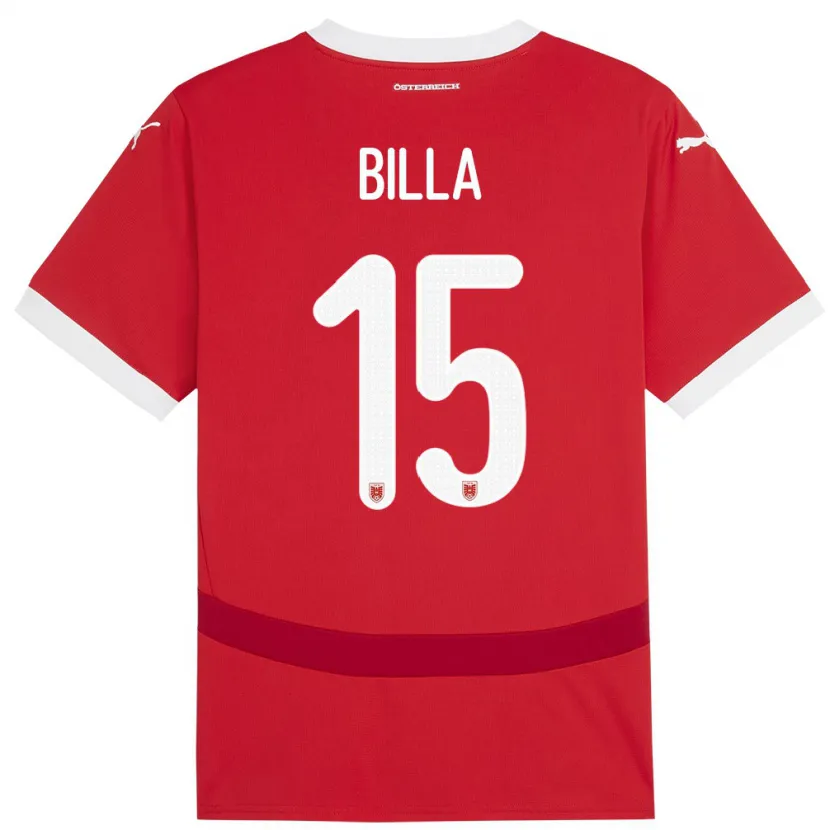 Danxen Kvinnor Österrike Nicole Billa #15 Röd Hemmatröja Matchtröjor 24-26 Tröjor T-Tröja